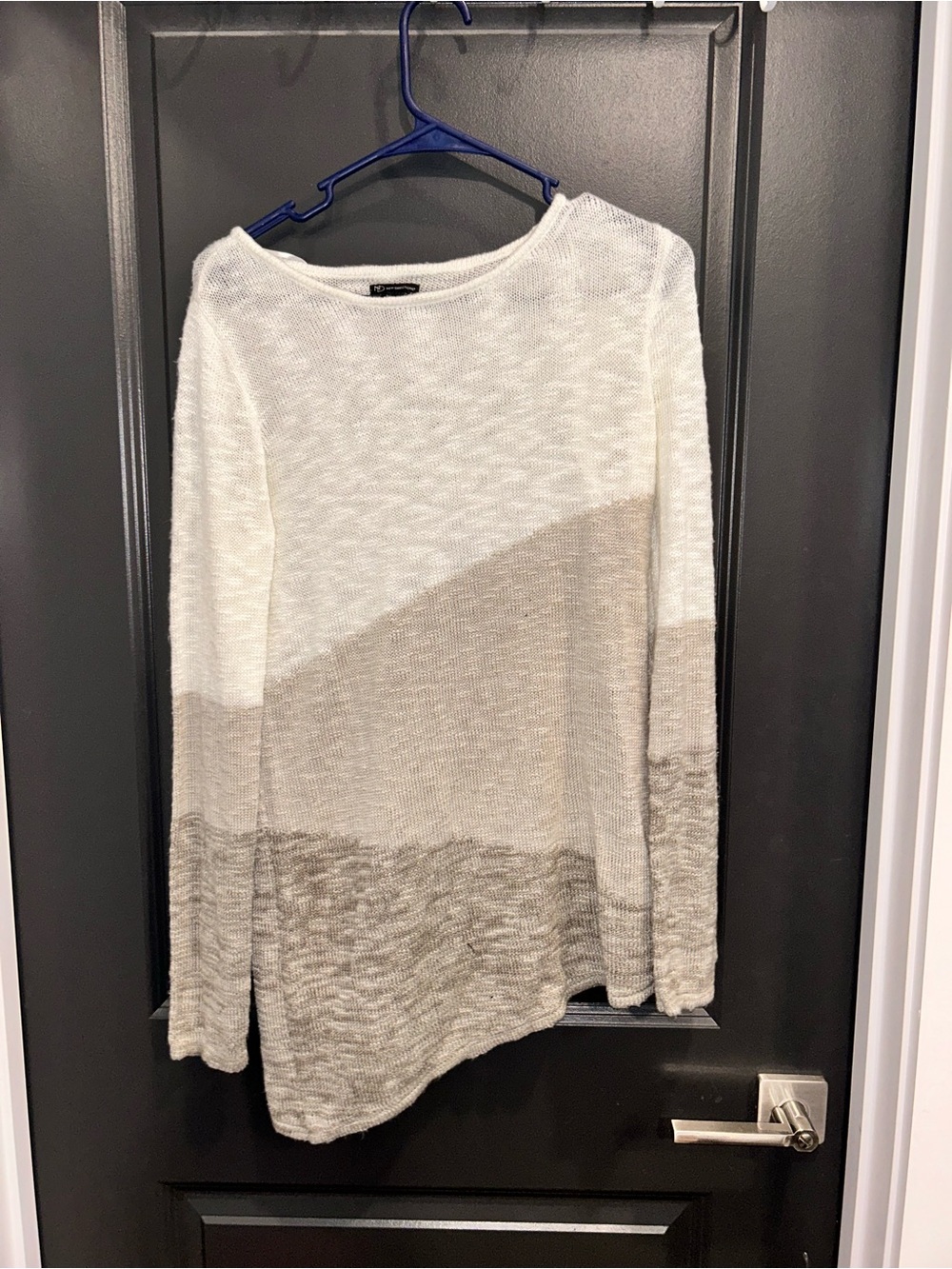 New Directions Cream & Black Lightweight Knit Top